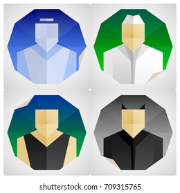 set of 4 avatars in origami style vector