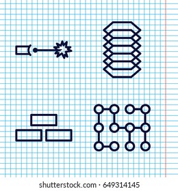 Set of 4 backdrop outline icons such as brick wall