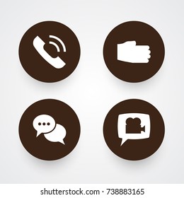 Set Of 4 Backing Icons Set.Collection Of Call , Talk , Hand Elements.