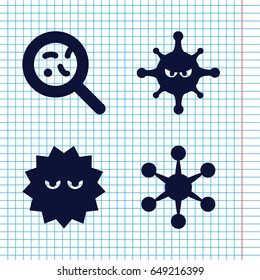 Set of 4 bacteria filled icons such as bacteria