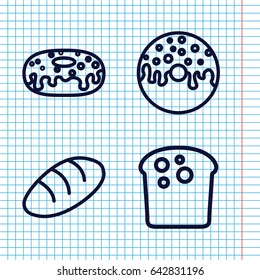 Set of 4 bake outline icons such as bread