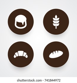 Set Of 4 Bakery Icons Set.Collection Of Custard, Grain, Dessert And Other Elements.