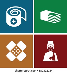 Set of 4 bandage filled icons such as bandage