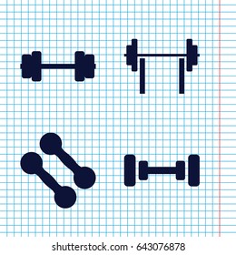 Set of 4 barbell filled icons such as barbell