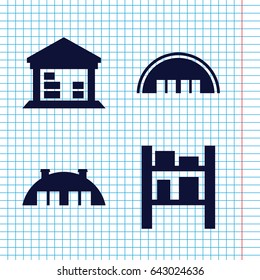 Set of 4 barn filled icons such as barn