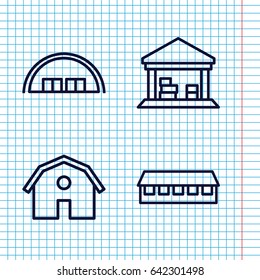 Set of 4 barn outline icons such as barn