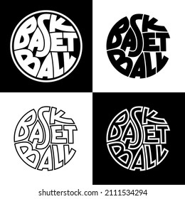 Set of 4 basketball typography graphics. Concept for print production. T-shirt fashion Design.