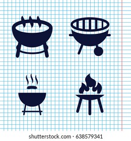 Set of 4 bbq filled icons such as bbq, barbecue