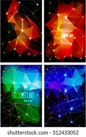 Set of 4 beautiful abstract polygonal backgrounds