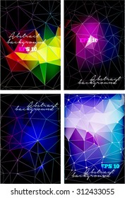 Set of 4 beautiful abstract polygonal backgrounds