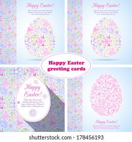 Set of 4  beautiful easter eggs backgrounds. 