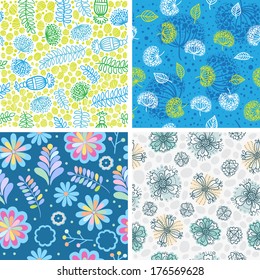 Set of 4 beautiful flower patterns