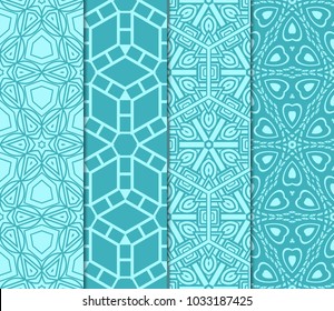 set of 4 beautiful geometric seamless pattern of different geometric shapes. vector