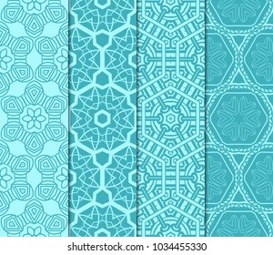 set of 4 beautiful geometric seamless pattern of different geometric shapes. vector