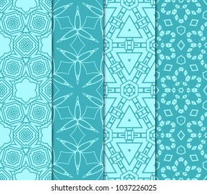 set of 4 beautiful geometric seamless pattern of different geometric shapes. vector
