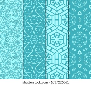 set of 4 beautiful geometric seamless pattern of different geometric shapes. vector