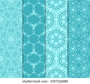 set of 4 beautiful geometric seamless pattern of different geometric shapes. vector