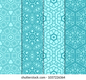 set of 4 beautiful geometric seamless pattern of different geometric shapes. vector