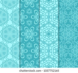 set of 4 beautiful geometric seamless pattern of different geometric shapes. vector