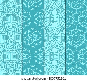 set of 4 beautiful geometric seamless pattern of different geometric shapes. vector