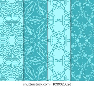 set of 4 beautiful geometric seamless pattern of different geometric shapes. vector