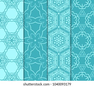 set of 4 beautiful geometric seamless pattern of different geometric shapes. vector