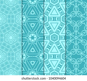 set of 4 beautiful geometric seamless pattern of different geometric shapes. vector