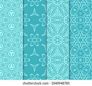 set of 4 beautiful geometric seamless pattern of different geometric shapes. vector