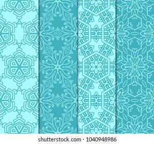 set of 4 beautiful geometric seamless pattern of different geometric shapes. vector