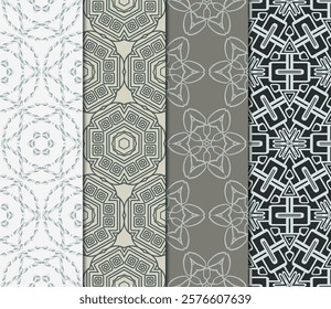 set of 4 beautiful geometric seamless pattern of different geometric shapes. vector