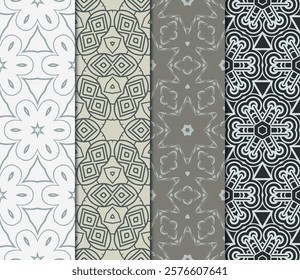 set of 4 beautiful geometric seamless pattern of different geometric shapes. vector