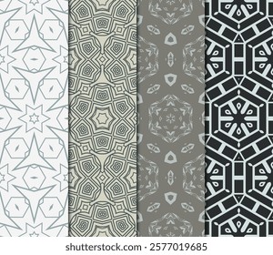 set of 4 beautiful geometric seamless pattern of different geometric shapes. vector