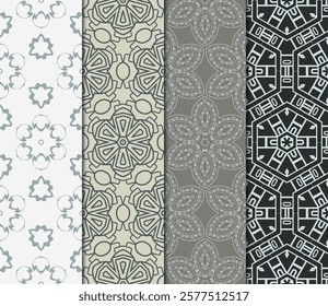 set of 4 beautiful geometric seamless pattern of different geometric shapes. vector