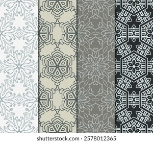 set of 4 beautiful geometric seamless pattern of different geometric shapes. vector
