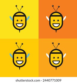 Set of 4 bees in yellow and orange squares