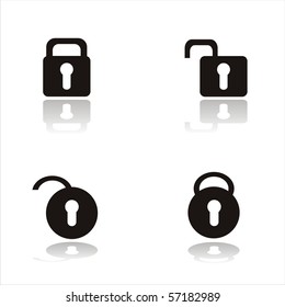 set of 4 black lock icons