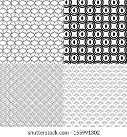 Set of 4 black and white geometric background