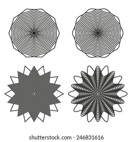 Set of 4 black and white isolated ornaments