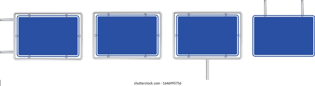 conjunto de 4 señales de carretera azul en blanco aisladas en fondo blanco 