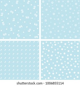 set of 4 blue floral patterns. Vector