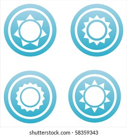 set of 4 blue sun signs