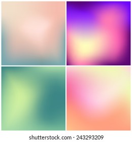 Set of 4 blurred vector backgrounds. Vector illustration