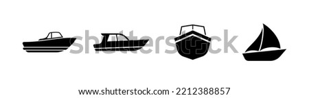Set of 4 boat icon, flat glyph style, isolated on white, clipart design template Imagine de stoc © 