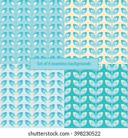 Set of 4 boho ethnic seamless patterns. Print. Repeating background. Cloth design, wallpaper.
