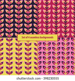 Set of 4 boho ethnic seamless patterns. Print. Repeating background. Cloth design, wallpaper.