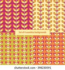 Set of 4 boho ethnic seamless patterns. Print. Repeating background. Cloth design, wallpaper.
