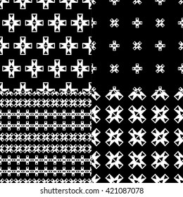 Set of 4 boho ethnic seamless patterns. Print. Repeating background. Cloth design, wallpaper.