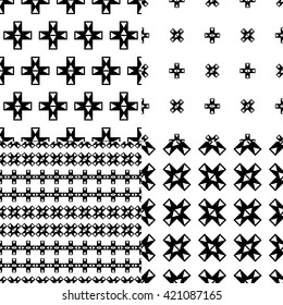 Set of 4 boho ethnic seamless patterns. Print. Repeating background. Cloth design, wallpaper.