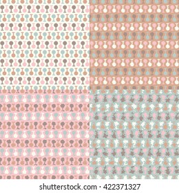 Set of 4 boho ethnic seamless patterns. Print. Repeating background. Cloth design, wallpaper.