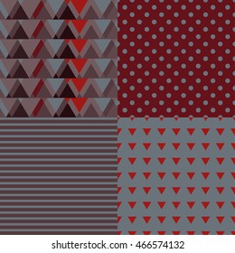 Set of 4 boho ethnic seamless patterns. Print. Repeating background. Cloth design, wallpaper.